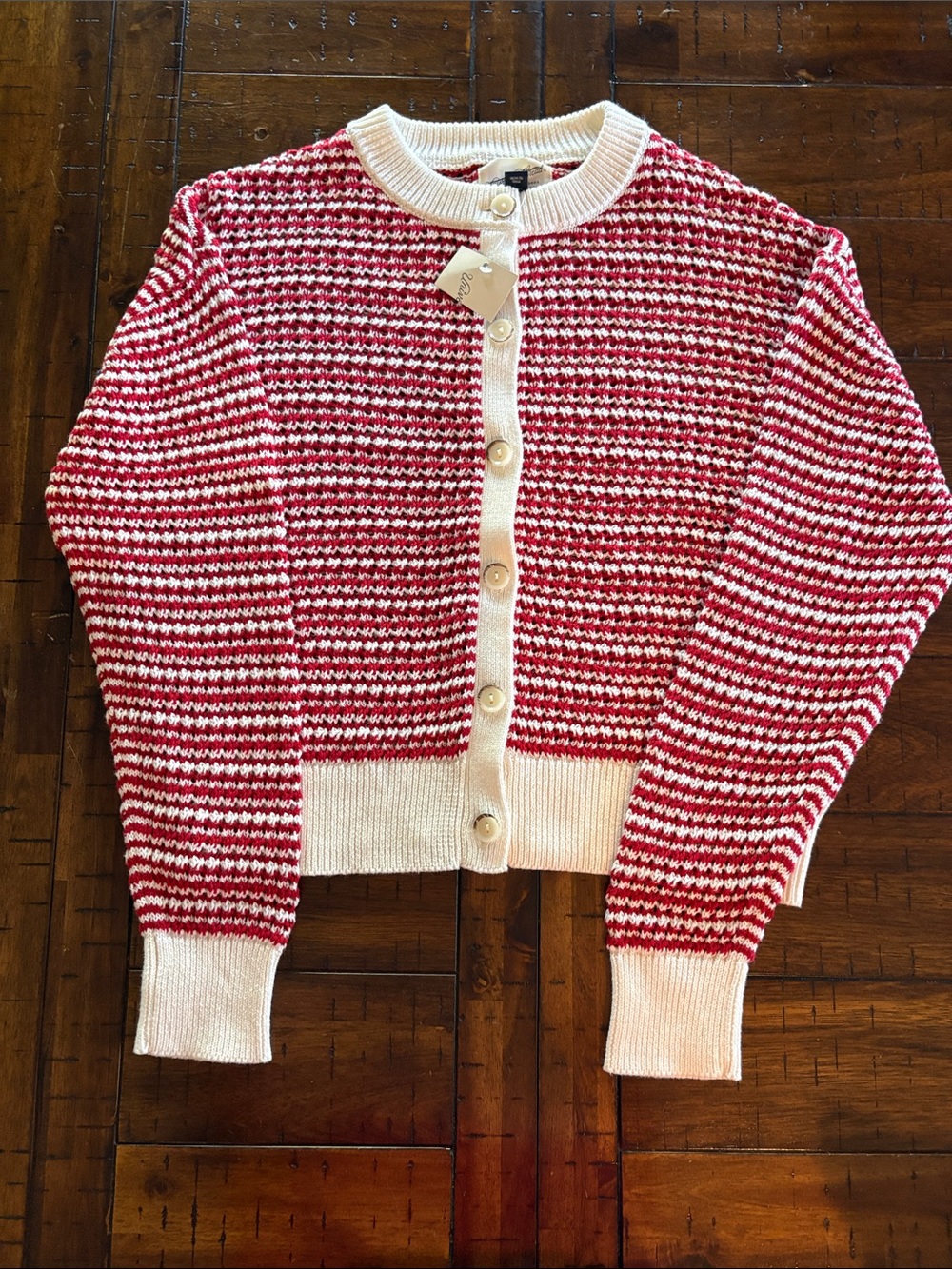 Universal Thread Red & White Striped Cardigan Sz XS - Cotton, Fisherman Knit